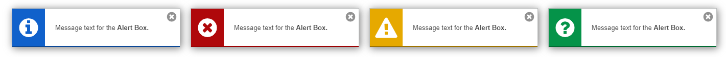 AlertBox showing different icon styles
